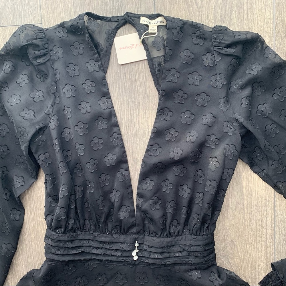 For Love & Lemons Modern Love Deep V-neck Mini Dress Black Size Small - Picture 14 of 16